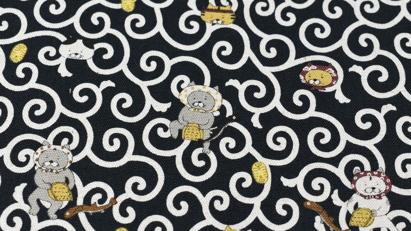 動物用骨袋生地見本唐草猫